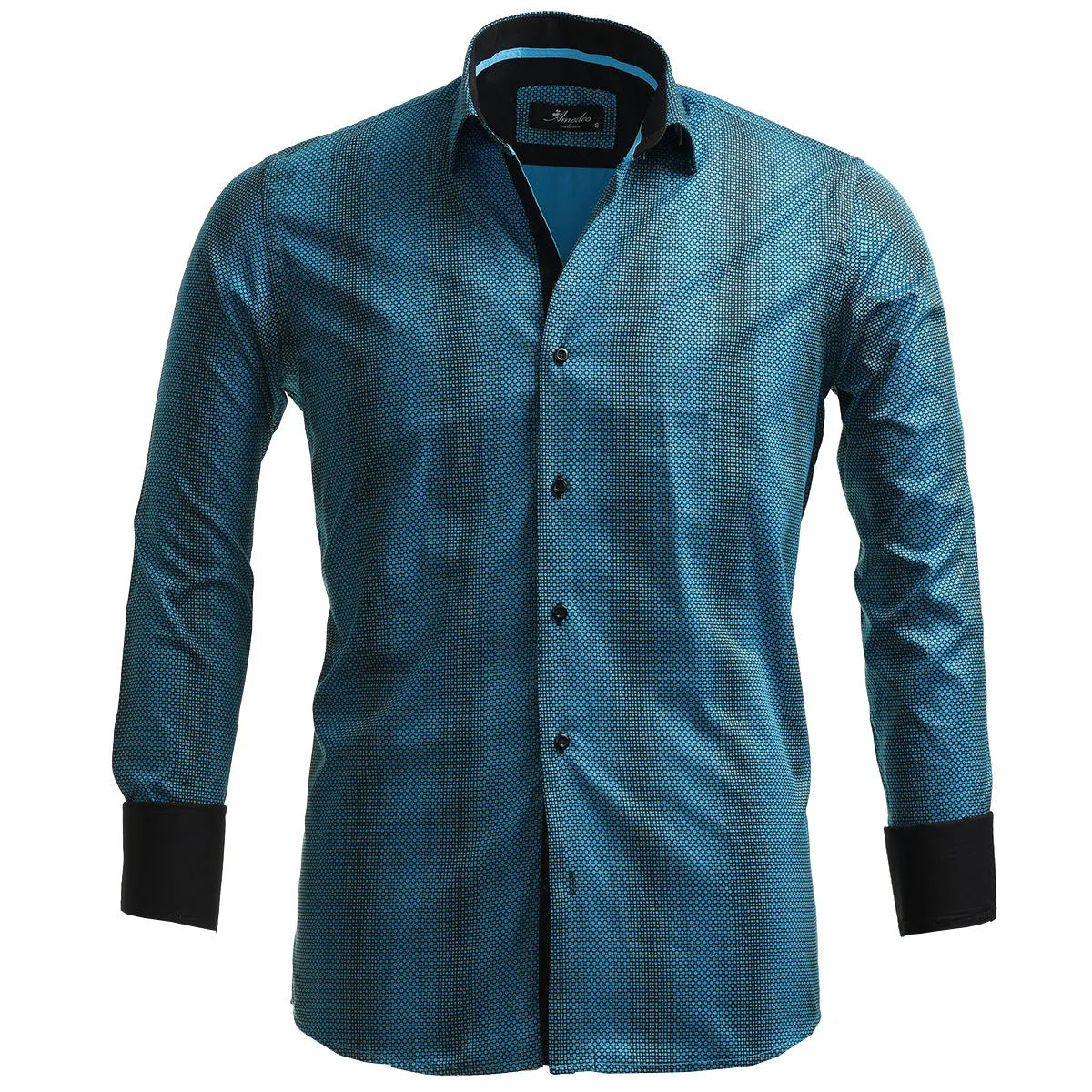Turquoise Blue Mens Slim Fit French Cuff Shirts with Cufflink Holes - Casual and Formal