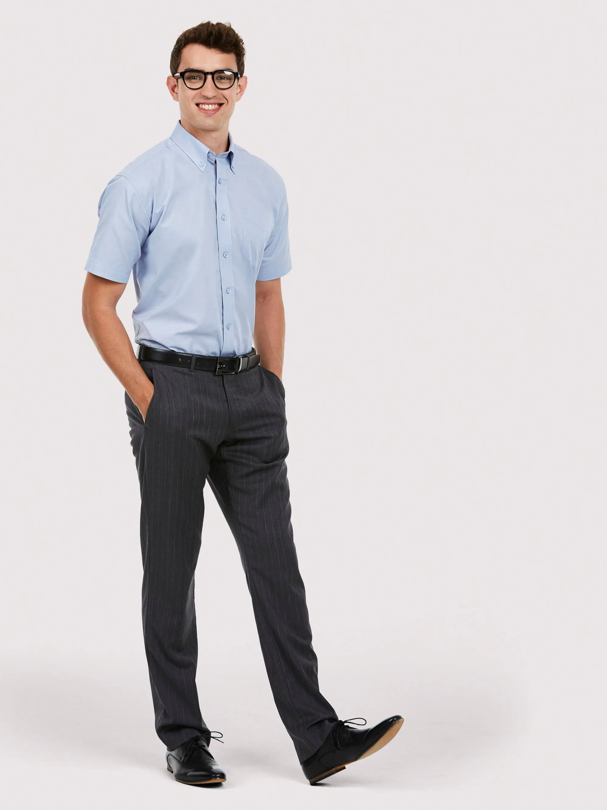 Uneek UC702 Gents Pinpoint Oxford Shirt Half Sleeve Light Blue