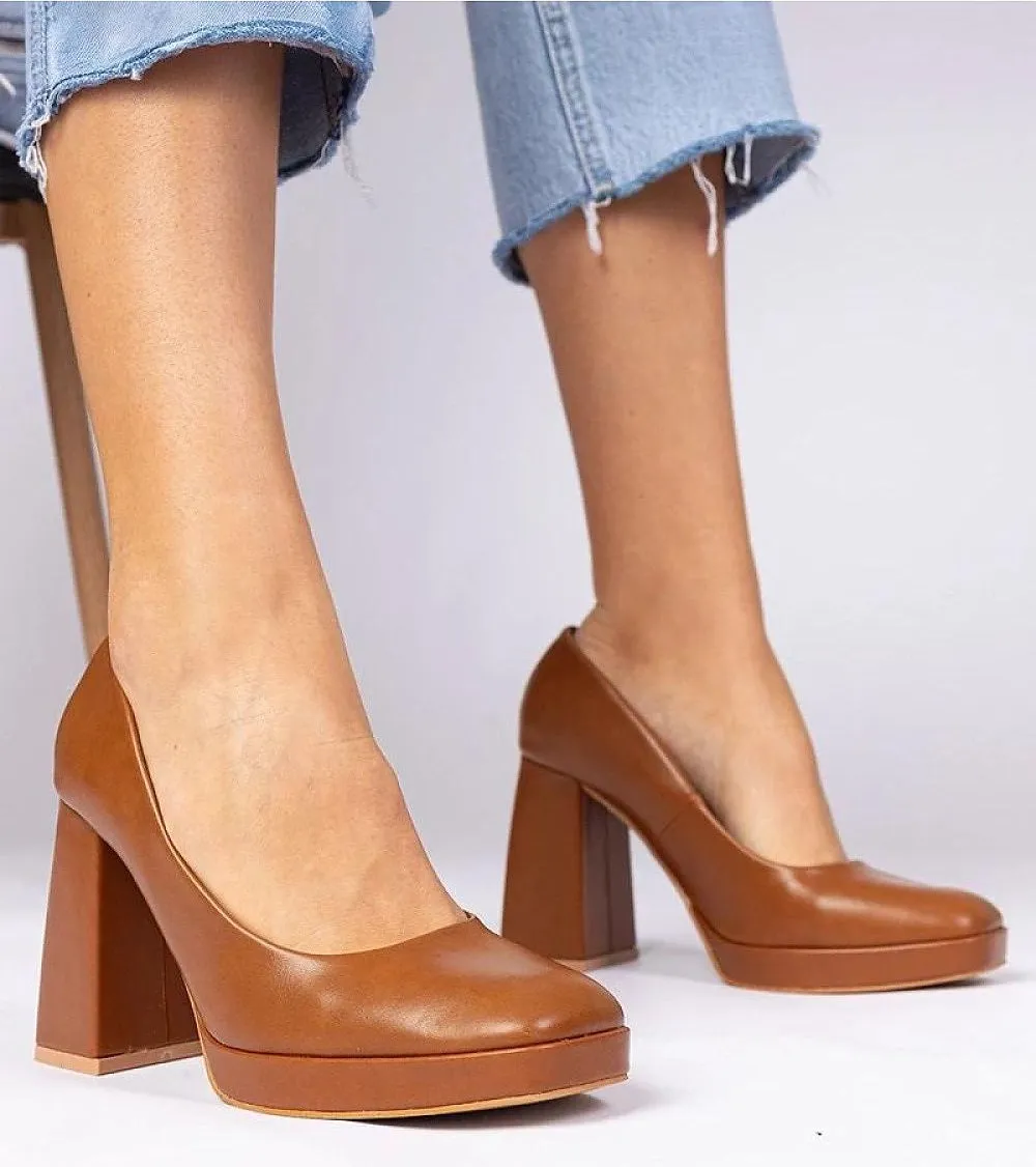 Unique pumps with a chunky heel