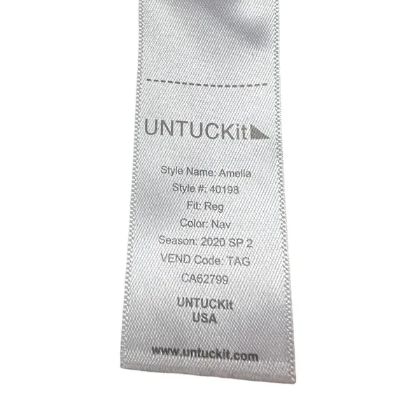 UNTUCKit brand womens shirt dress in navy blue button up and tie waist s…