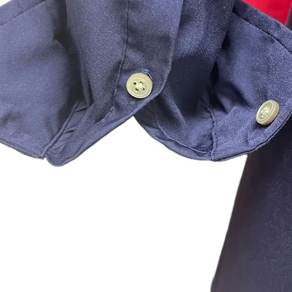 UNTUCKit brand womens shirt dress in navy blue button up and tie waist s…
