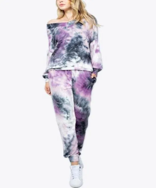 Urban Vibe Tie-Dye Lavender Grey Jogger Pant