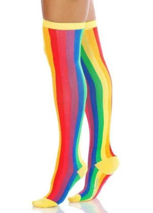 Vertical Rainbow Over-the-Knee Socks