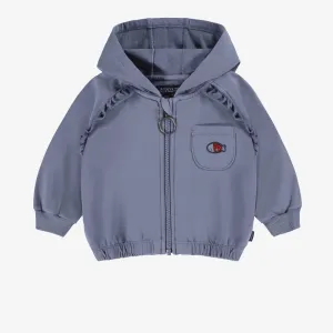 Veste à capuchon bleue, bébé || Blue hooded vest, baby