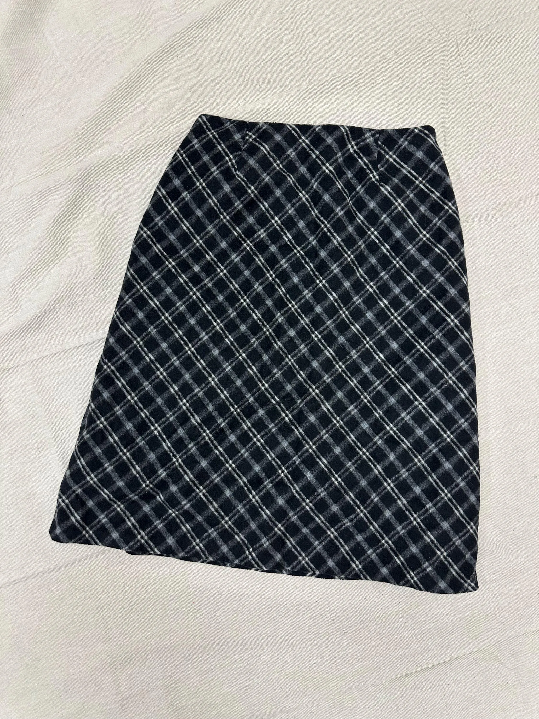Vintage 90s Black Grey Plaid Aline Pencil Skirt | Grunge | Tag Size Ladies 8