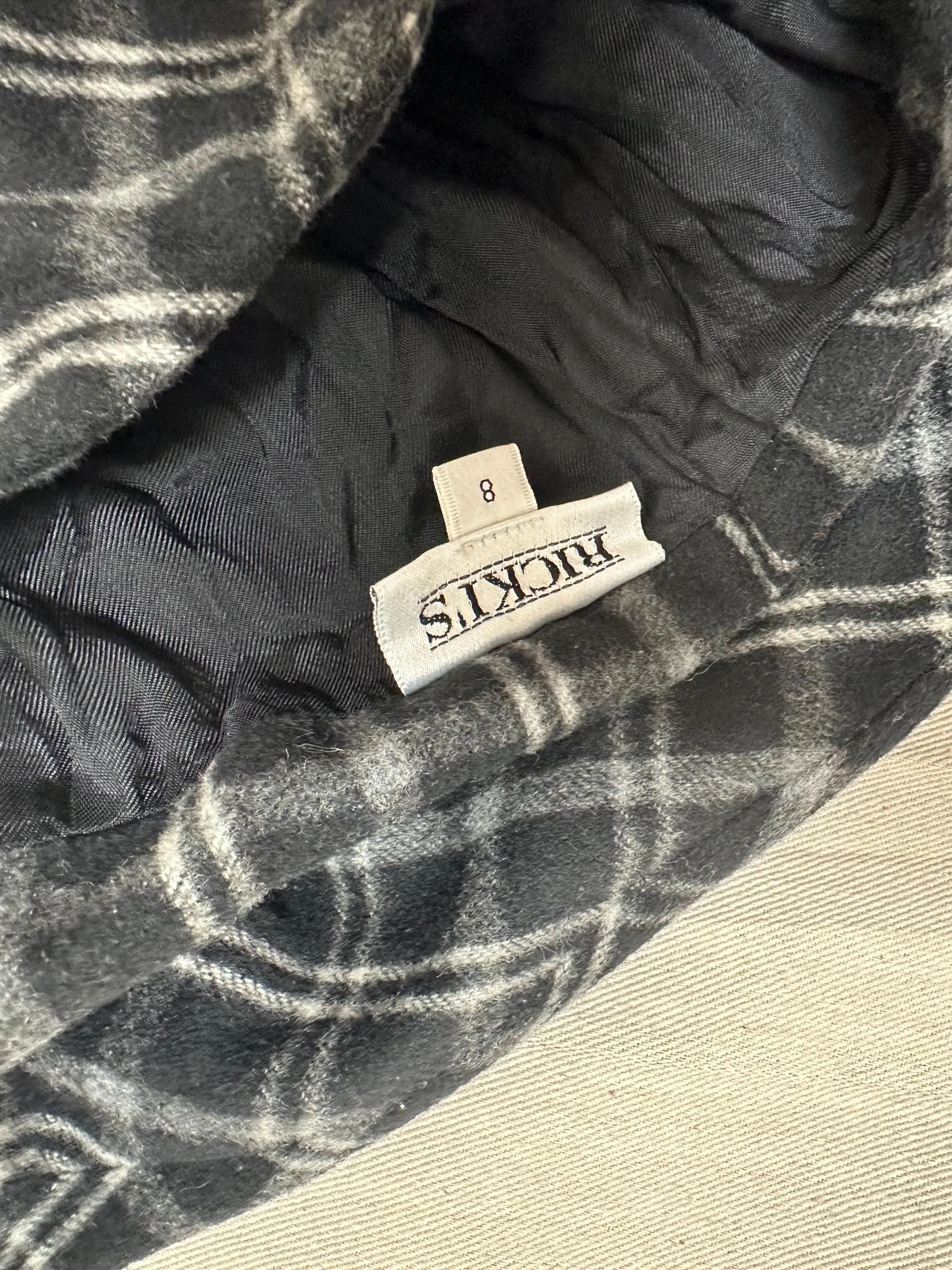 Vintage 90s Black Grey Plaid Aline Pencil Skirt | Grunge | Tag Size Ladies 8