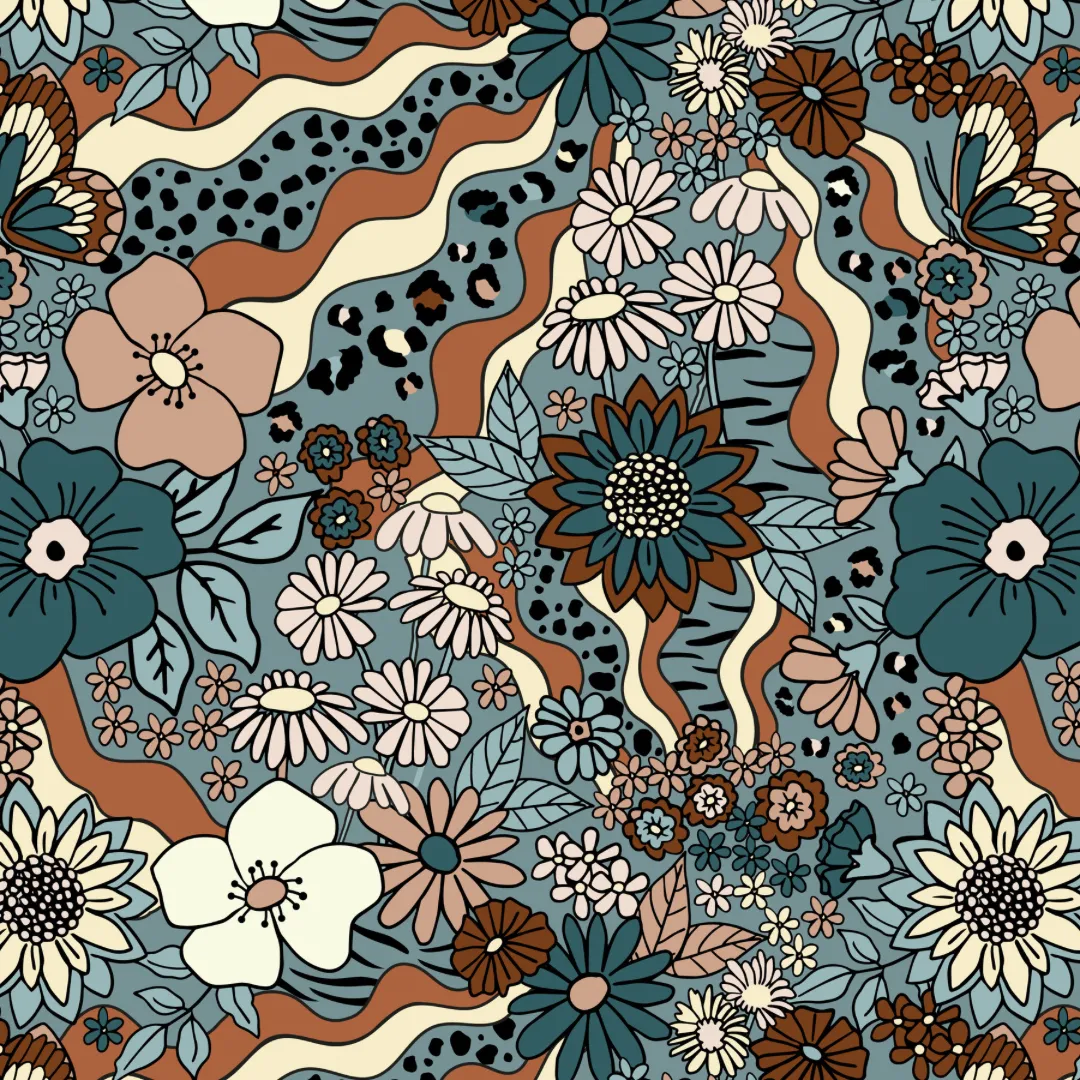 Vintage Floral Polo Neck T-Shirt