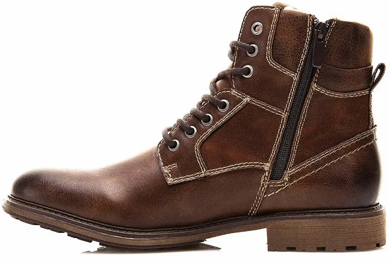 Vintage Leather Lace-up Ankle Boots for Men