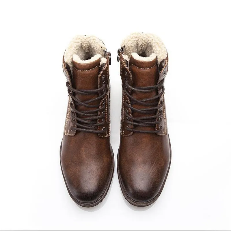 Vintage Leather Lace-up Ankle Boots for Men