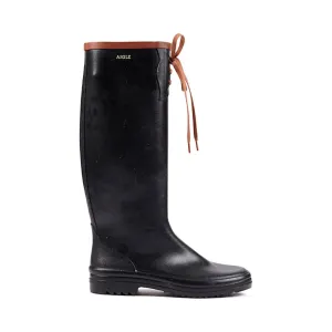 W Miss Marion Packable Rubber Boot, Black/Amber