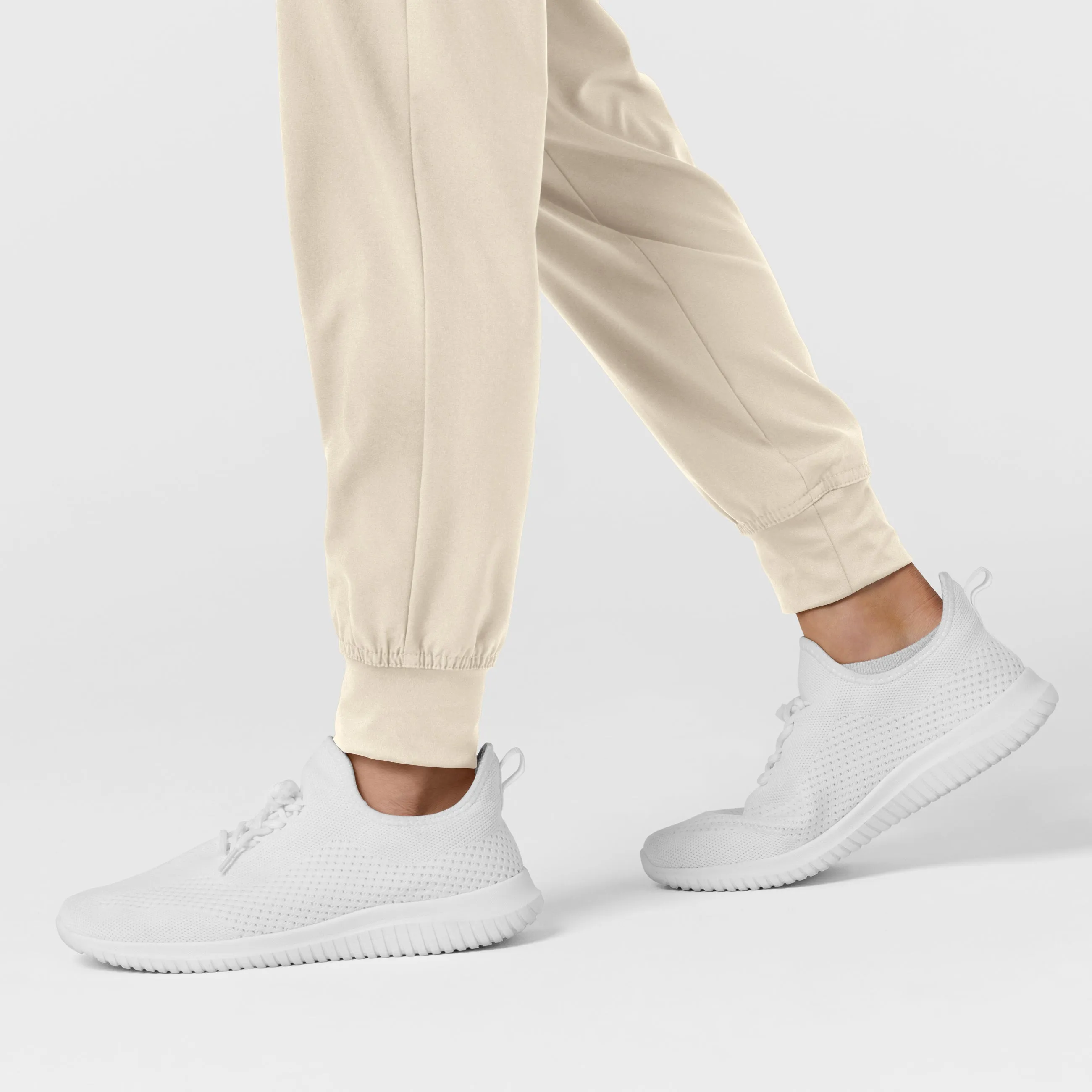 W123 5555 Comfort Waist Cargo Jogger Scrub Pants Khaki