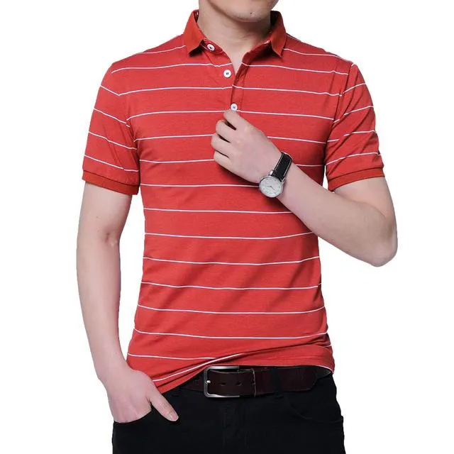 West Louis™ Brand Summer Stripped Polo Shirt