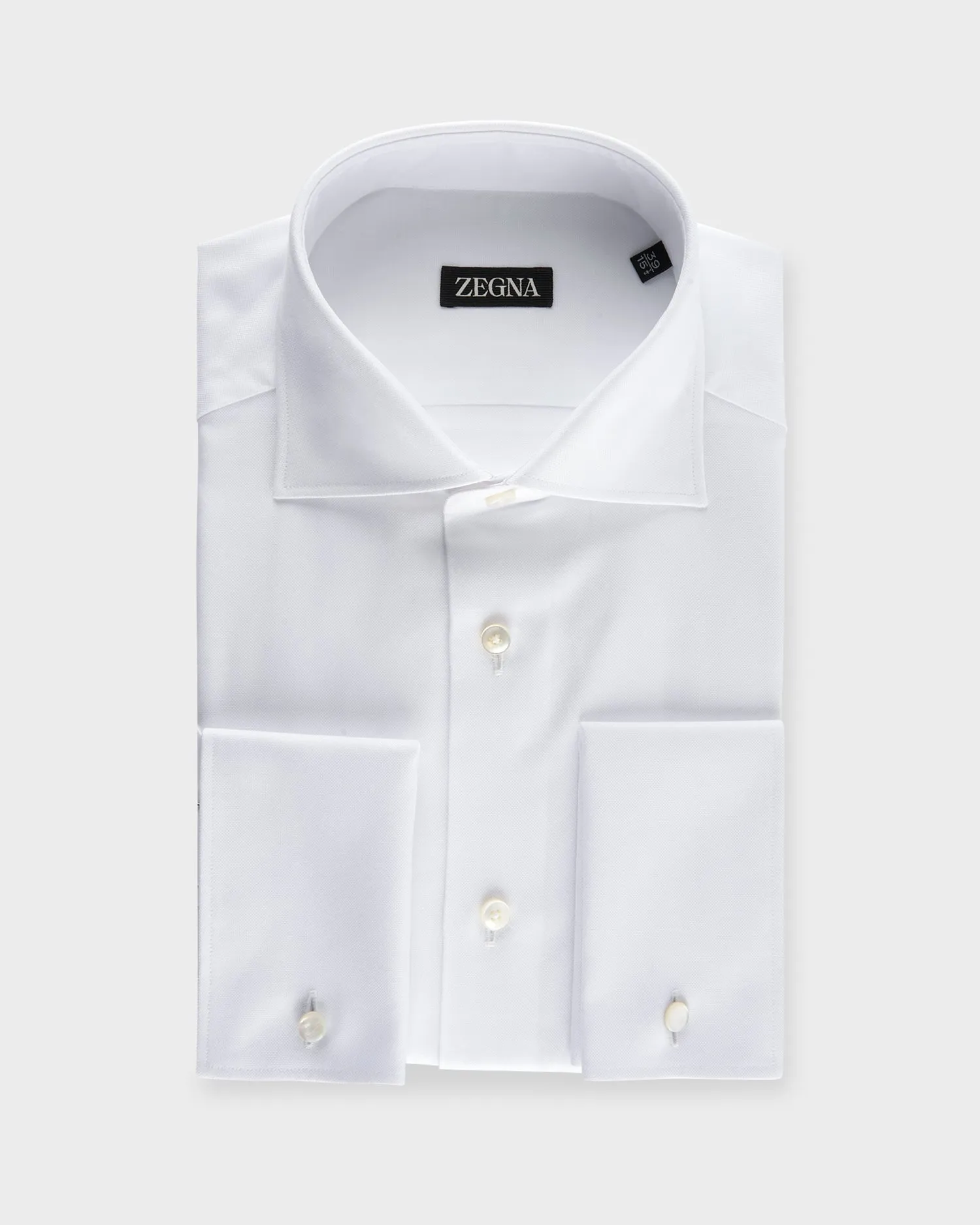White Cotton French Cuff Shirt