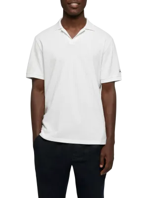 White cotton piquet buttonless polo shirt Charles