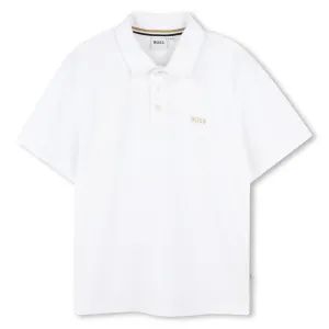 White Cotton Short Sleeve Polo Shirt