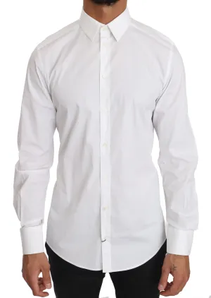 White Cotton Stretch GOLD Dress Shirt