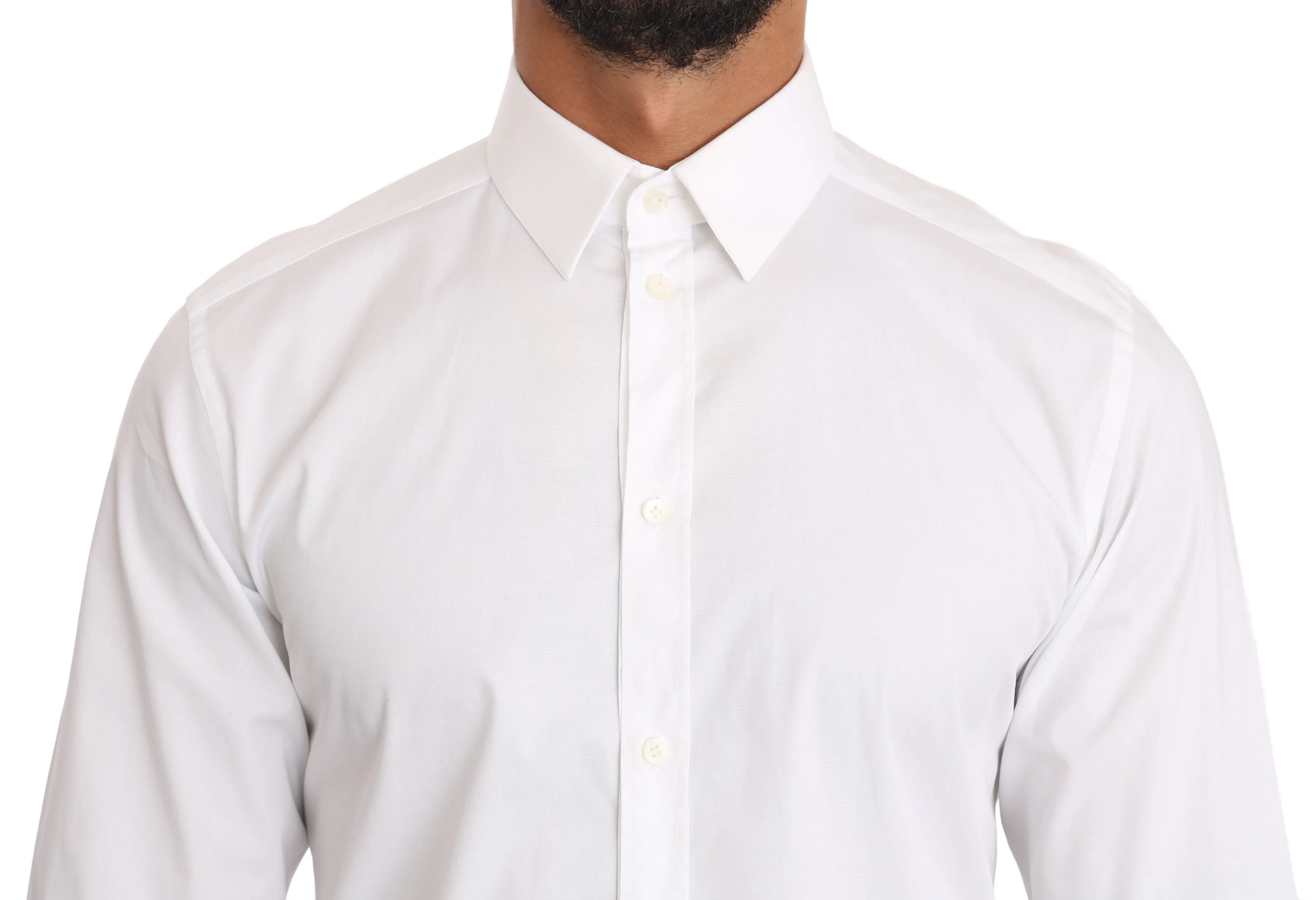 White Cotton Stretch GOLD Dress Shirt
