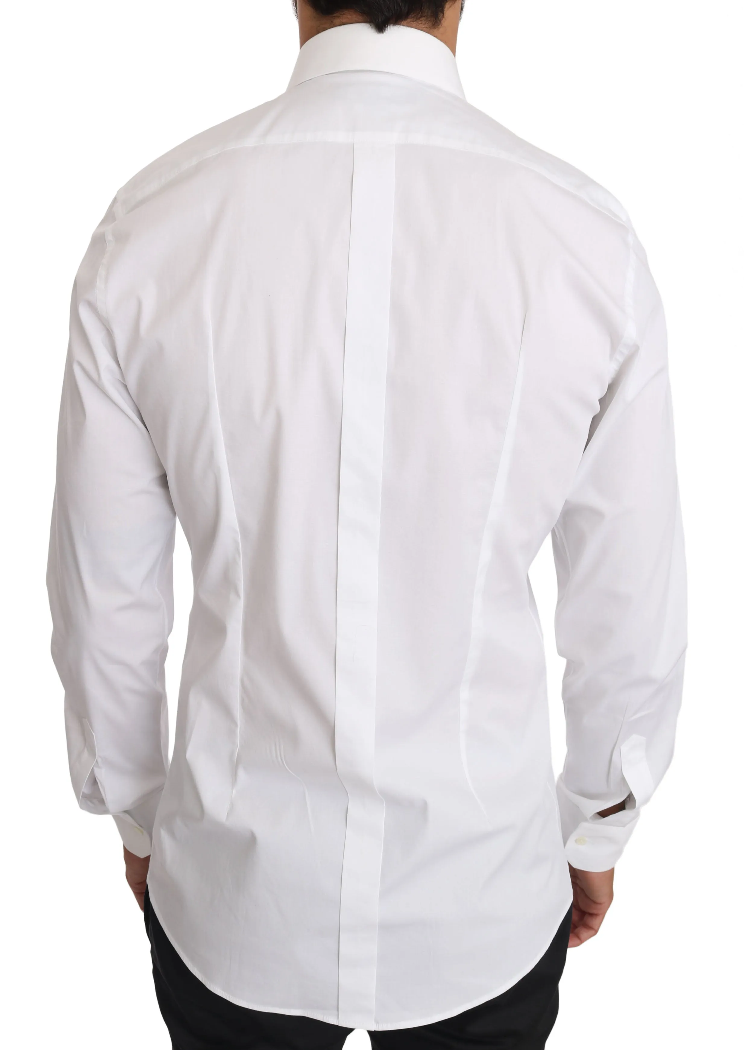 White Cotton Stretch GOLD Dress Shirt