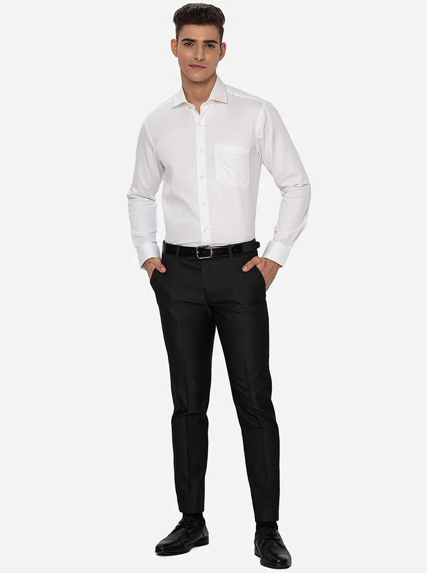 White Dobby Slim Fit Formal Shirt | Greenfibre