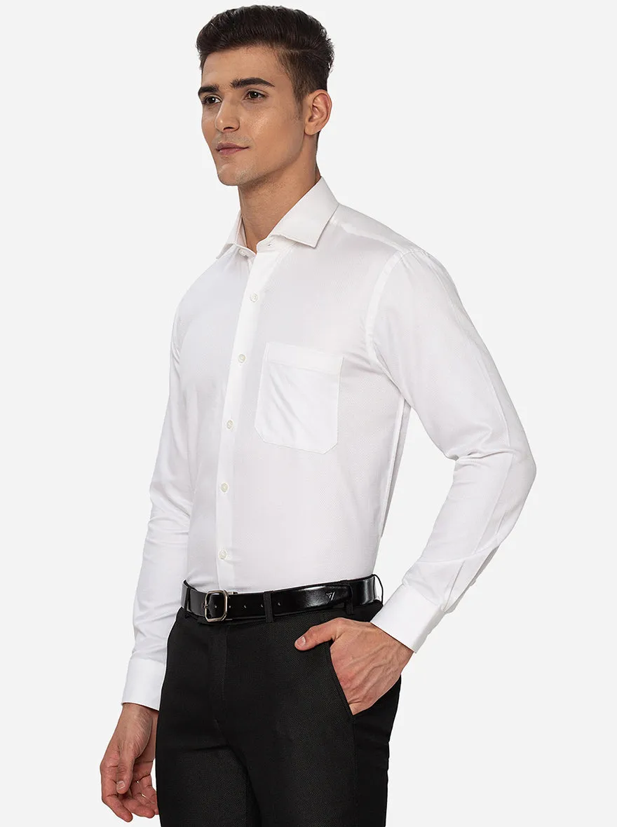 White Dobby Slim Fit Formal Shirt | Greenfibre