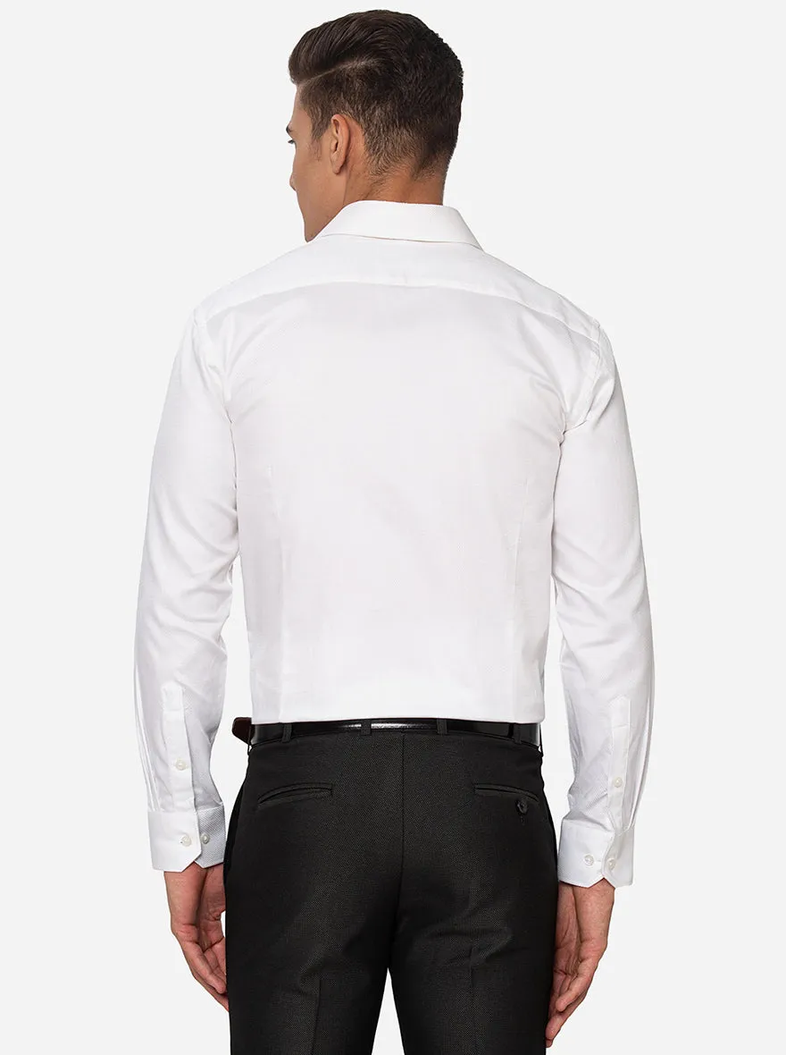 White Dobby Slim Fit Formal Shirt | Greenfibre