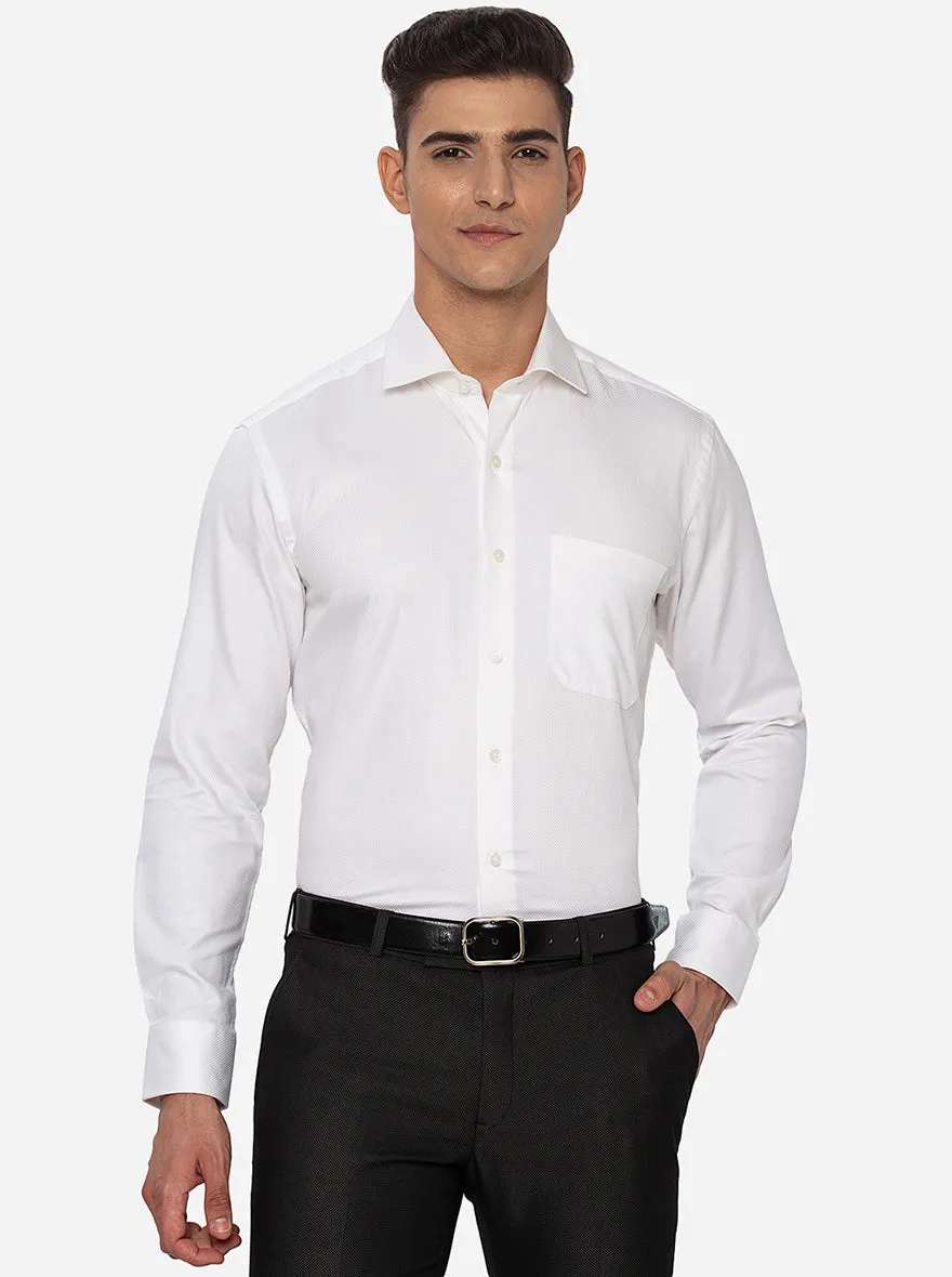 White Dobby Slim Fit Formal Shirt | Greenfibre