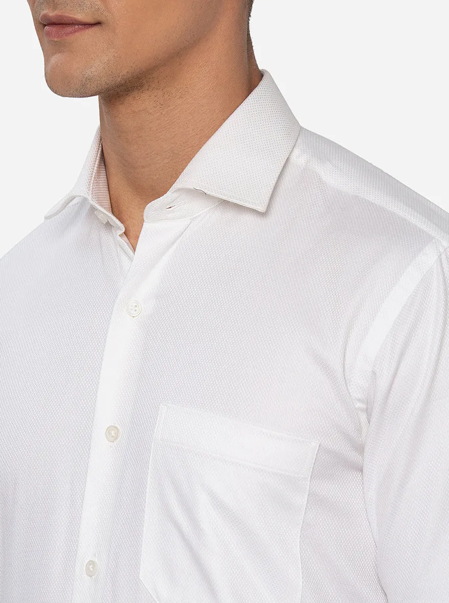 White Dobby Slim Fit Formal Shirt | Greenfibre
