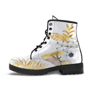 White Floral Wedding Ankle Boots