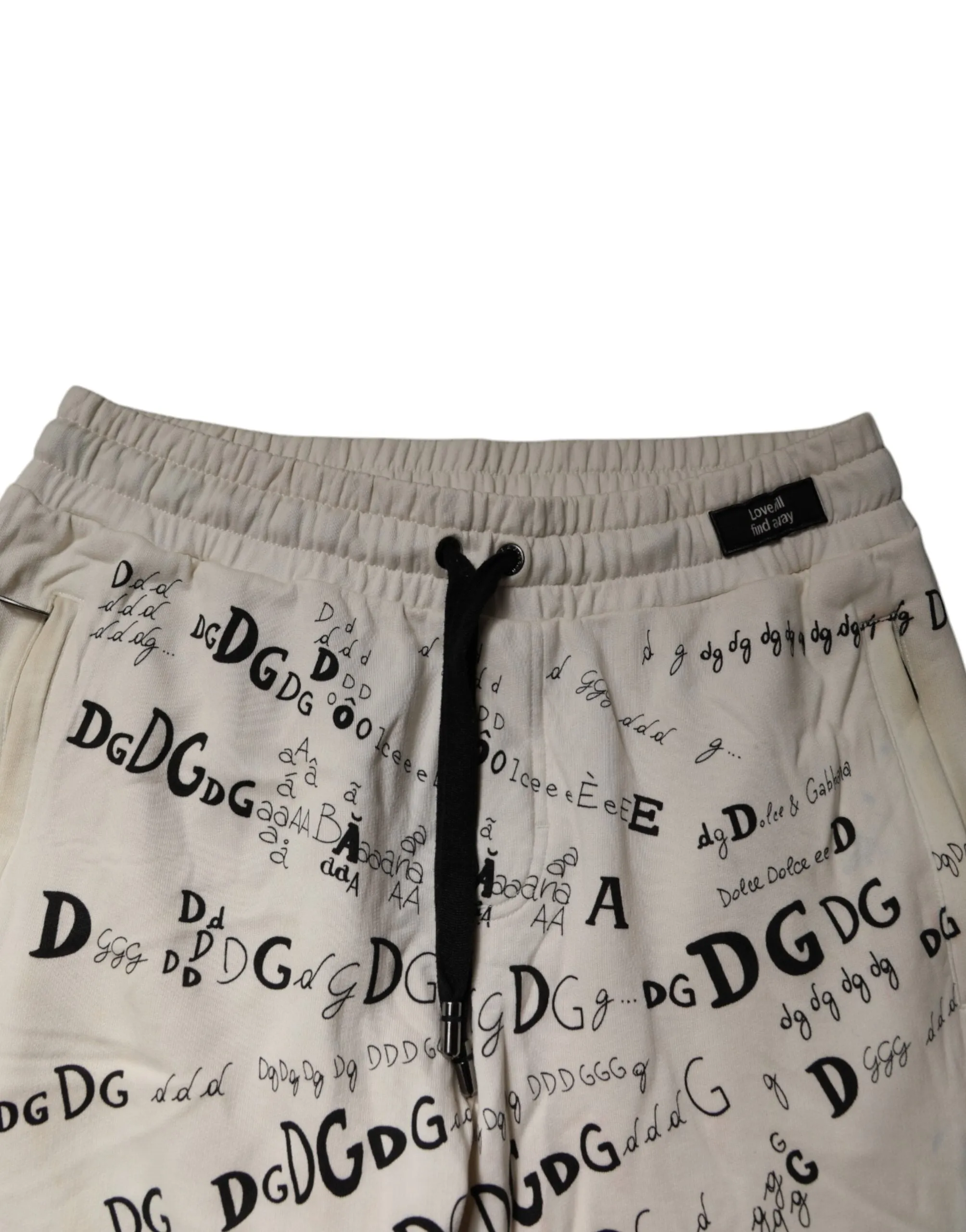 White Logo Print Men Skinny Sweatpants Pants