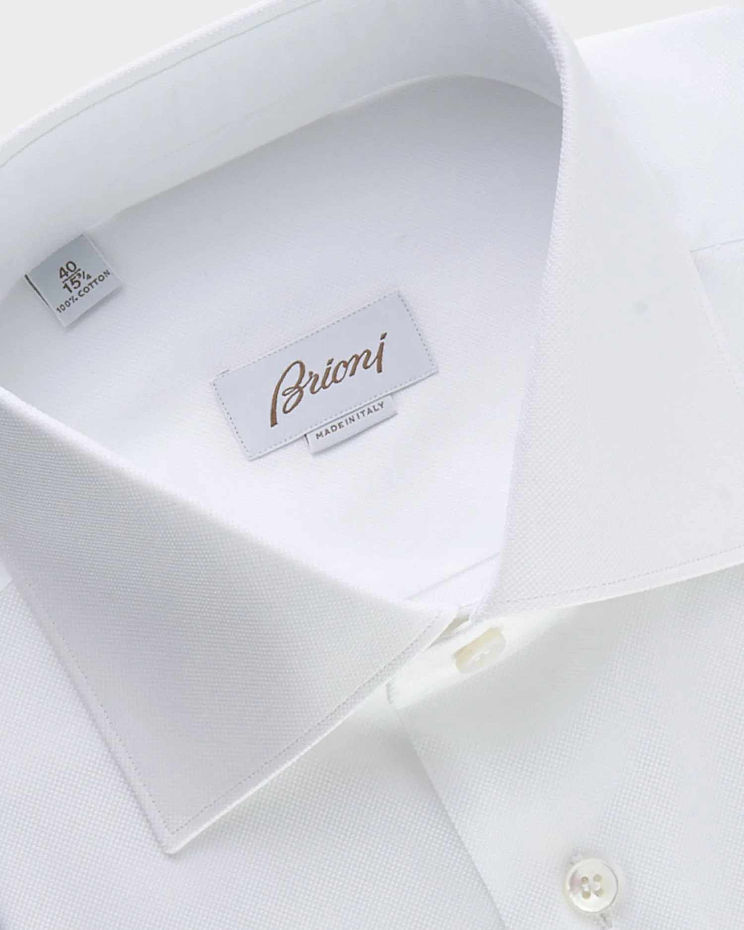 White Microtexture Cotton French Cuff Shirt