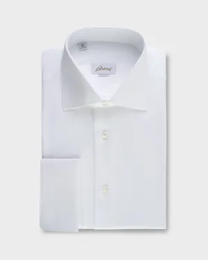 White Microtexture Cotton French Cuff Shirt