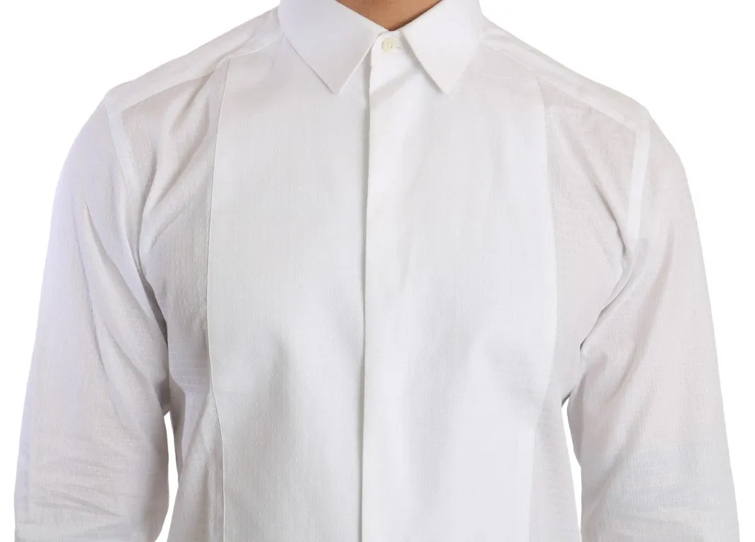 White Pattern Cotton GOLD Slim Dress