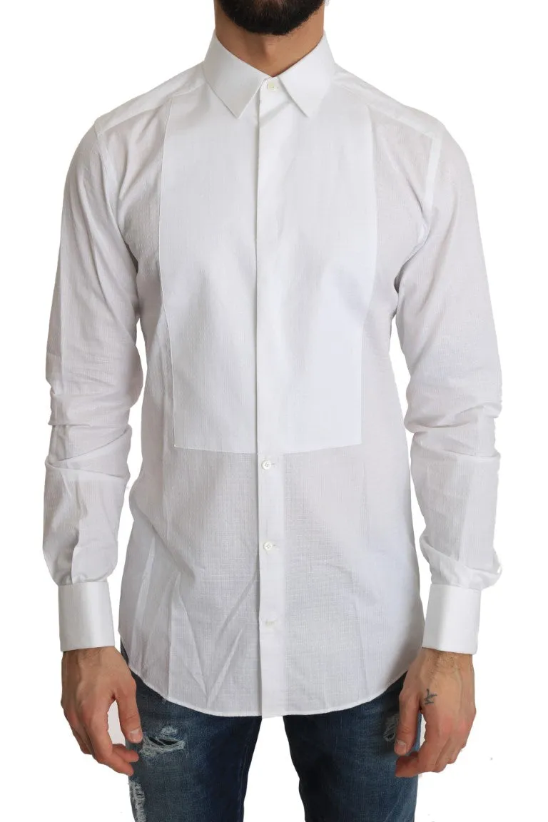 White Pattern Cotton GOLD Slim Dress