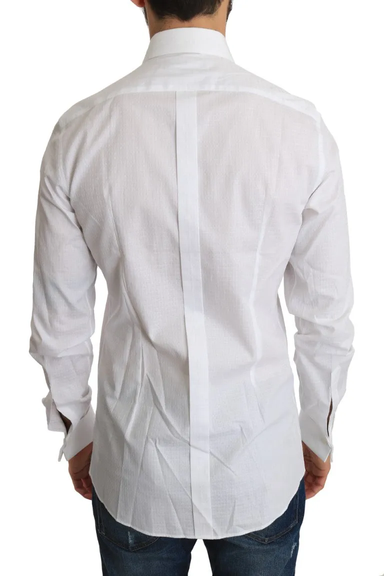 White Pattern Cotton GOLD Slim Dress