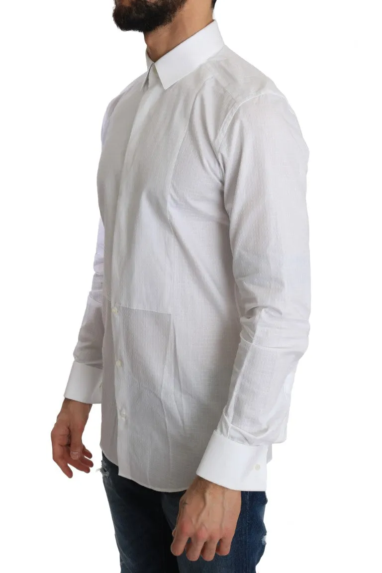 White Pattern Cotton GOLD Slim Dress