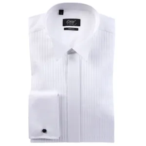 White regular fit tuxedo shirt with french cuffs