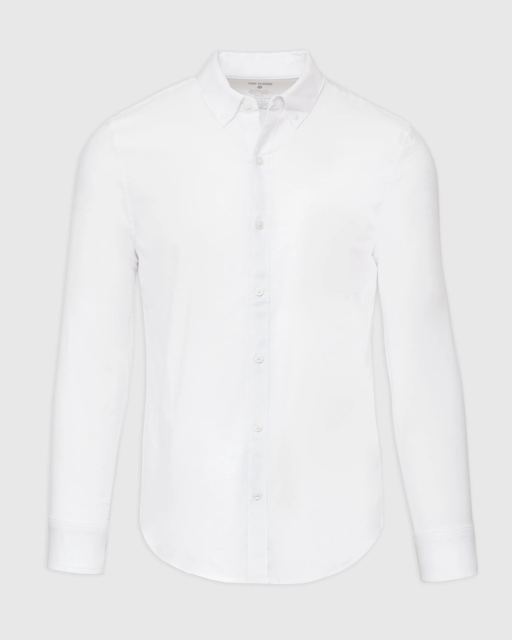White Stretch Oxford Long Sleeve Shirt