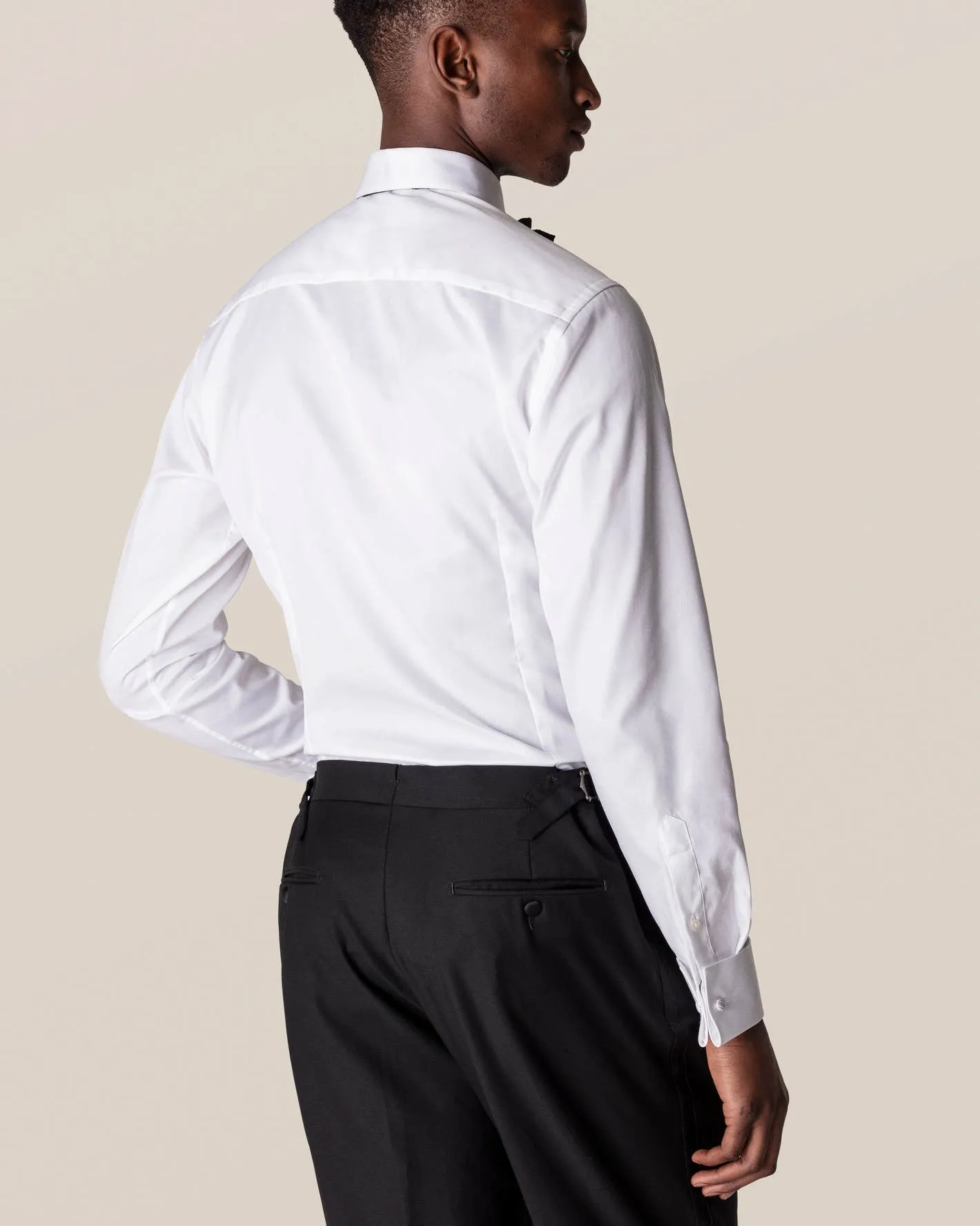White Twill Tuxedo Shirt- Slim Fit
