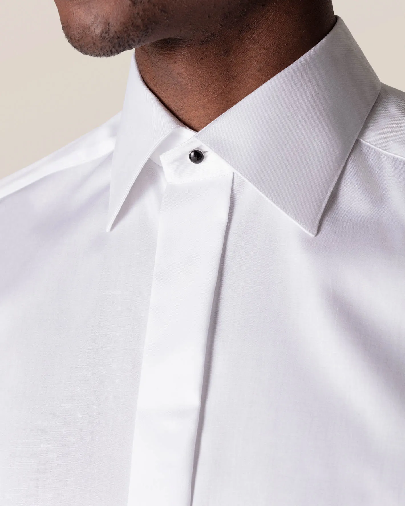 White Twill Tuxedo Shirt- Slim Fit