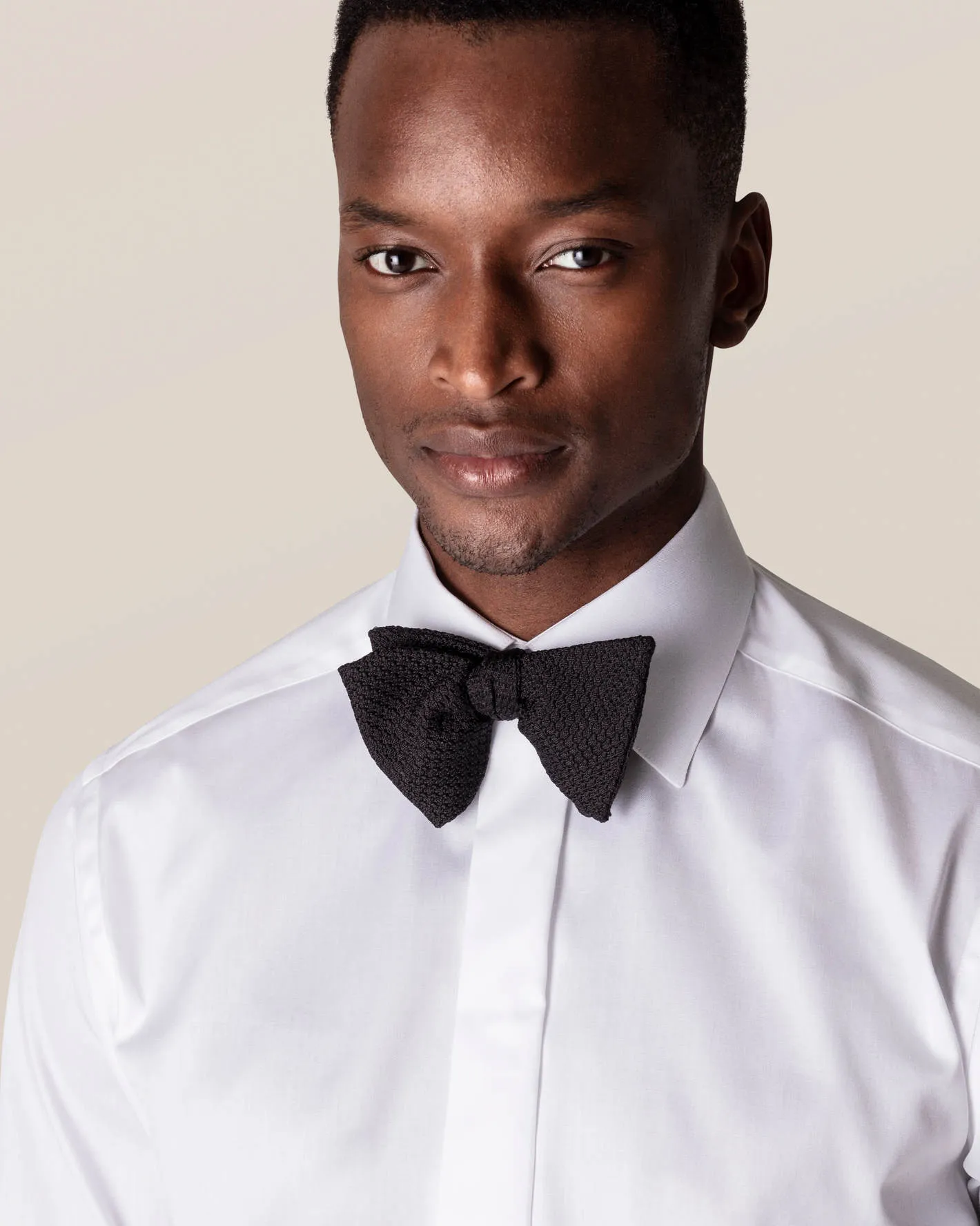 White Twill Tuxedo Shirt- Slim Fit
