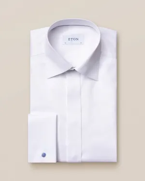 White Twill Tuxedo Shirt- Slim Fit