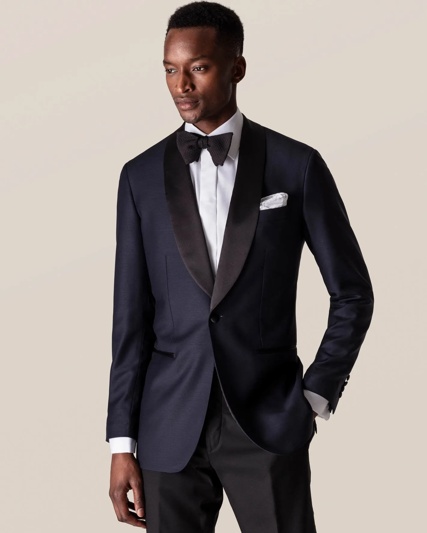 White Twill Tuxedo Shirt- Slim Fit