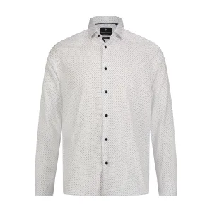 White with Multi Blue Dots Long Sleeve Shirt