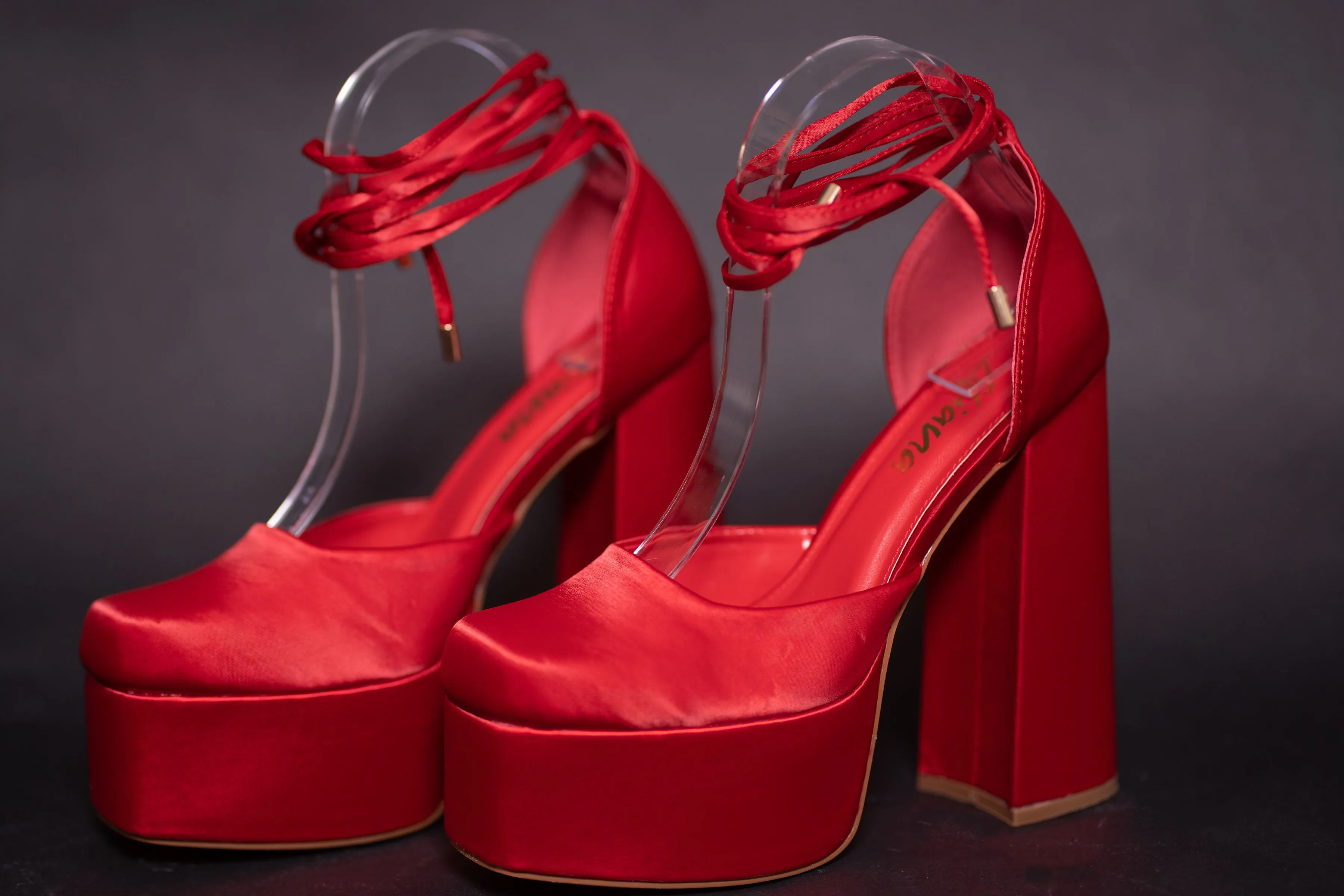 WHITLEY | SATIN RED CHUNKY PLATFORM HEEL