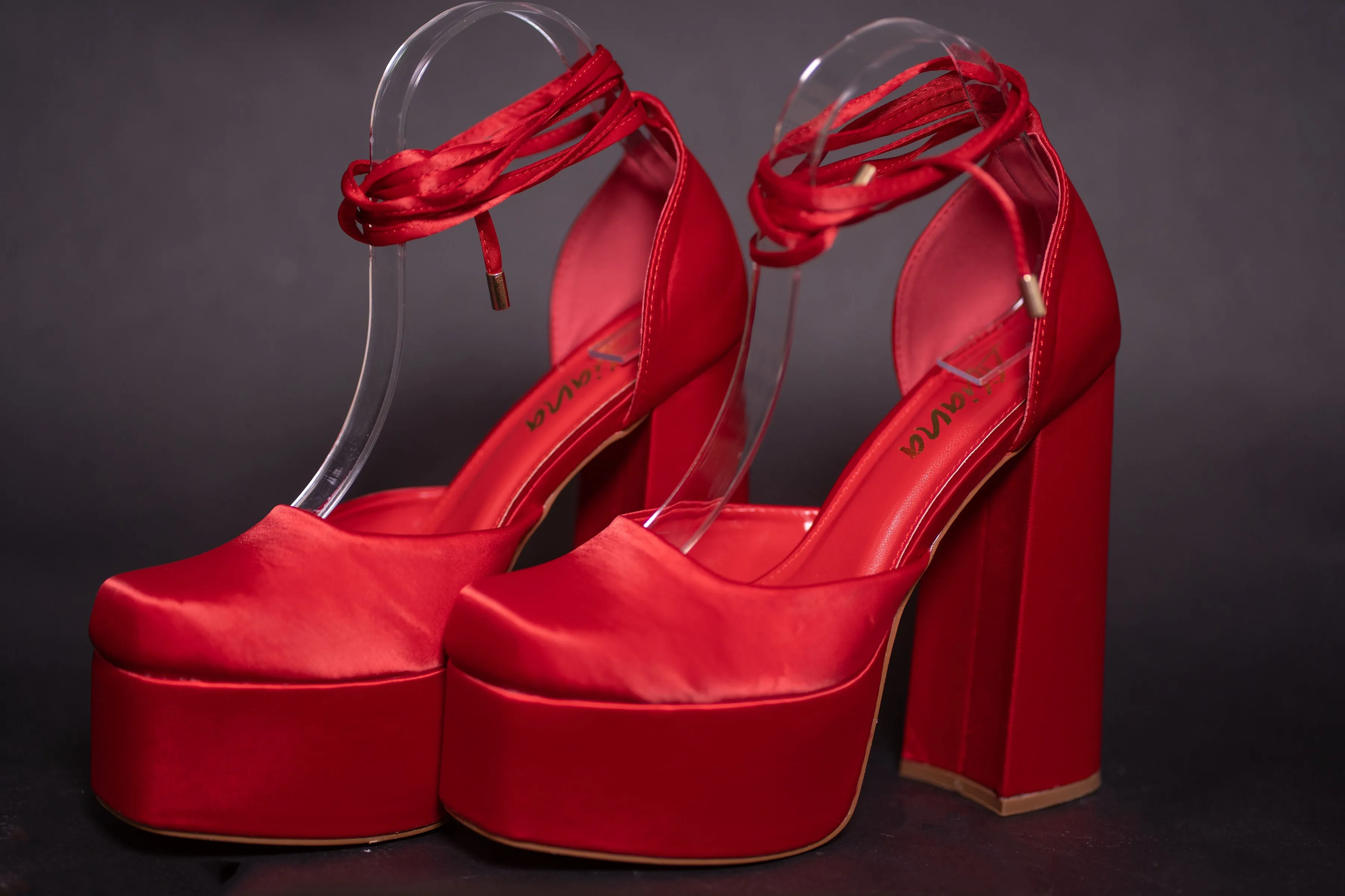 WHITLEY | SATIN RED CHUNKY PLATFORM HEEL