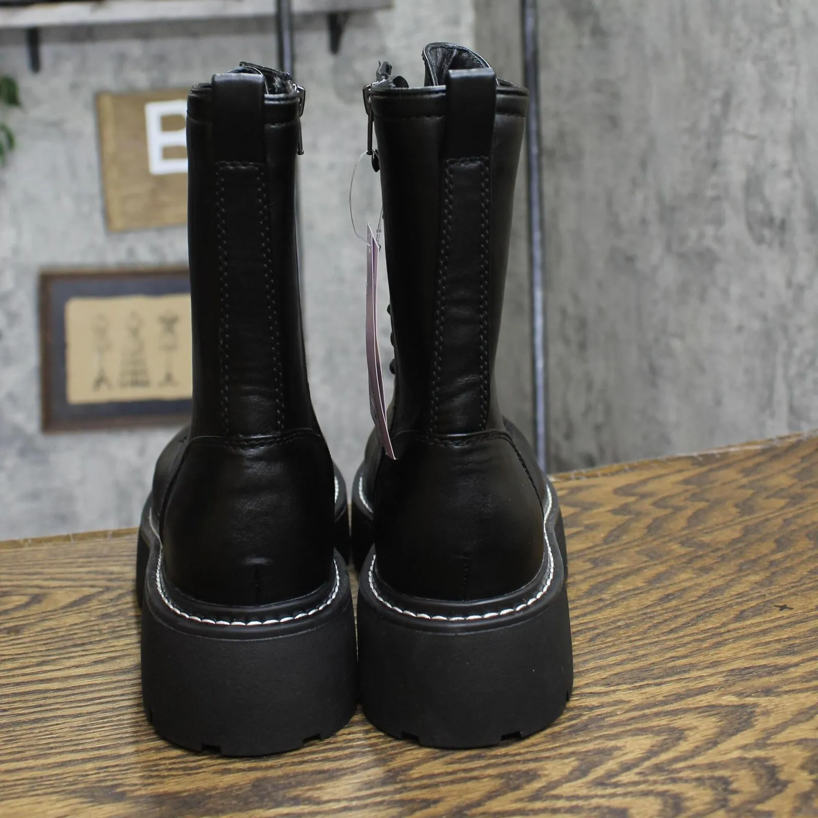 Wild Fable Womens Logan Lug Combat Boots with Memory Foam Insole Black 10M