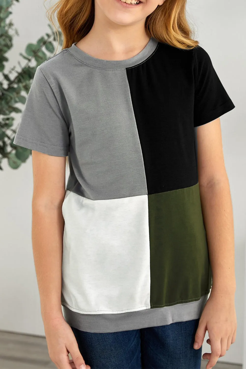 Wine Red Colorblock T-shirt with Slits