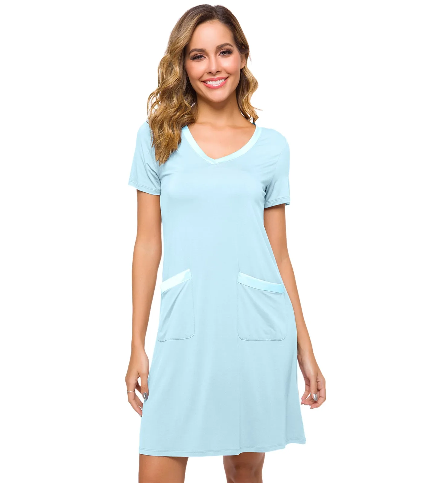 WiWi Soft Bamboo Sleep Shirts with Pockets