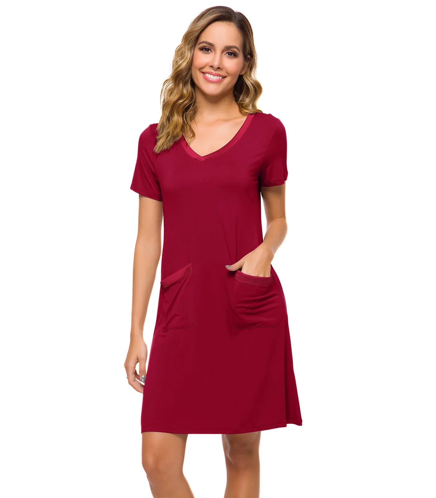 WiWi Soft Bamboo Sleep Shirts with Pockets