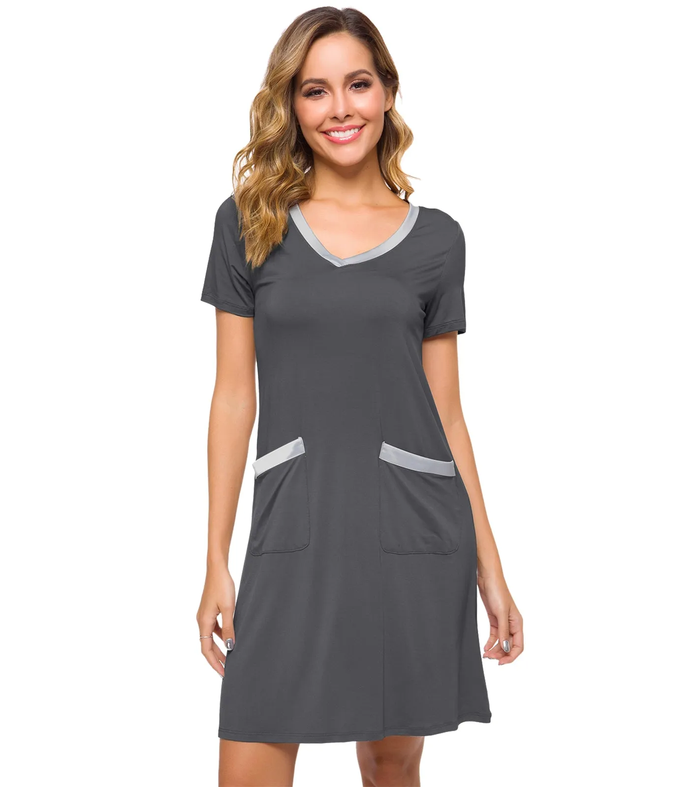WiWi Soft Bamboo Sleep Shirts with Pockets